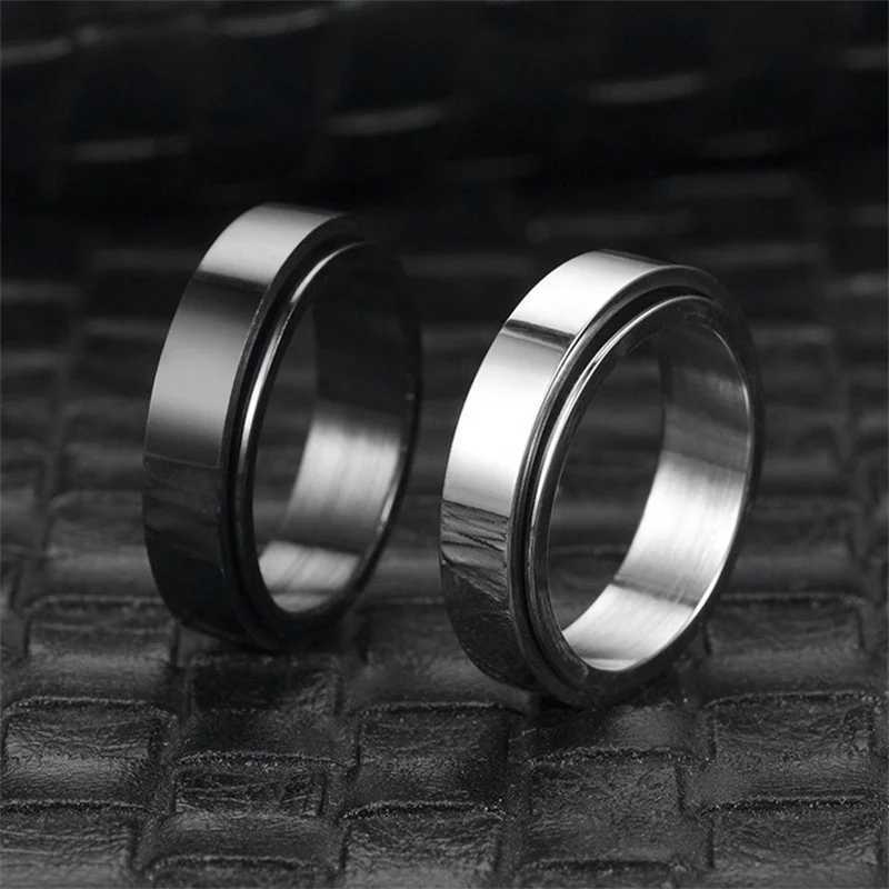 Anti Stress Anxiety Fidget Spinner Couple Rings For Lovers Rotating Stainless Steel Wedding Band Knuckle Rings Jewelry Anillo S250716