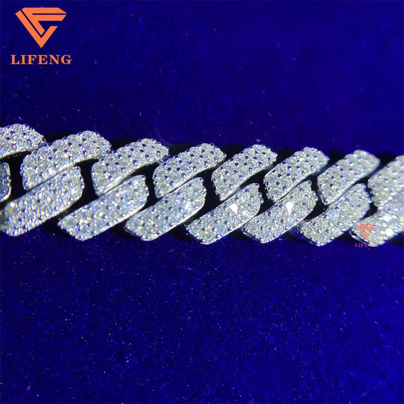 Fine Jewelry Hip Hop 925 Silver 12mm Cuban Link Chain Iced Out Moissanite Diamond Bracelet for Women VVS Chain Charm Bracelet