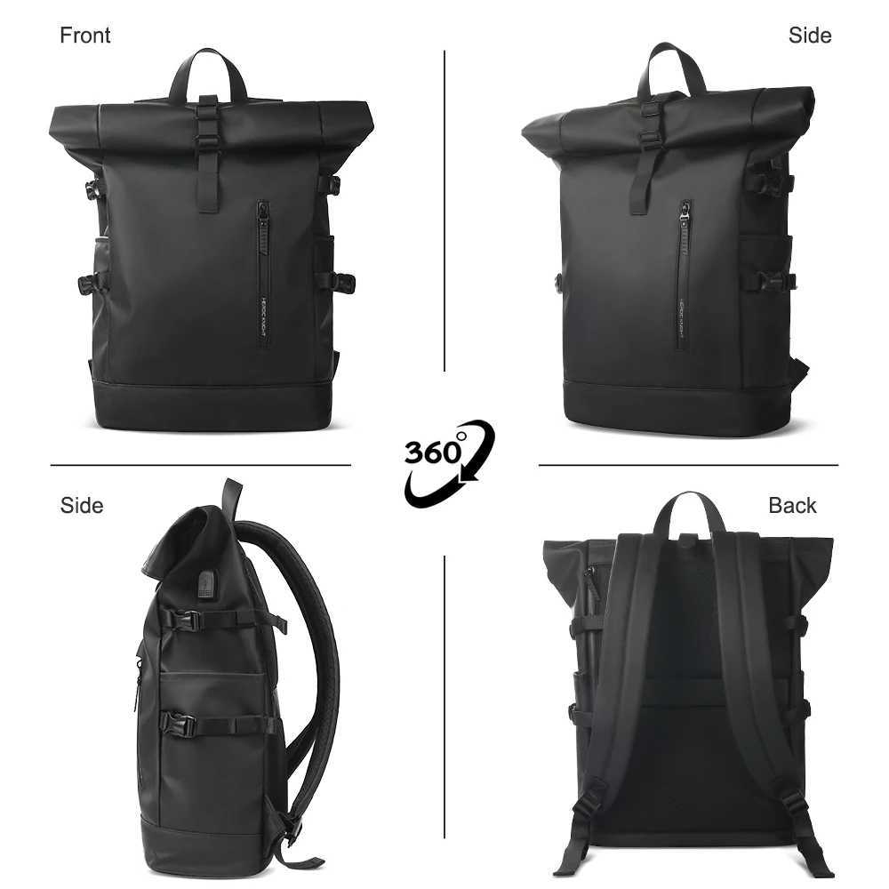 HK Expandable Travel Backpack Men Large Capacity Waterproof 15.6 Laptop Bag Hiking Rucksack Cycling Daypack Bag with USB Port S250715