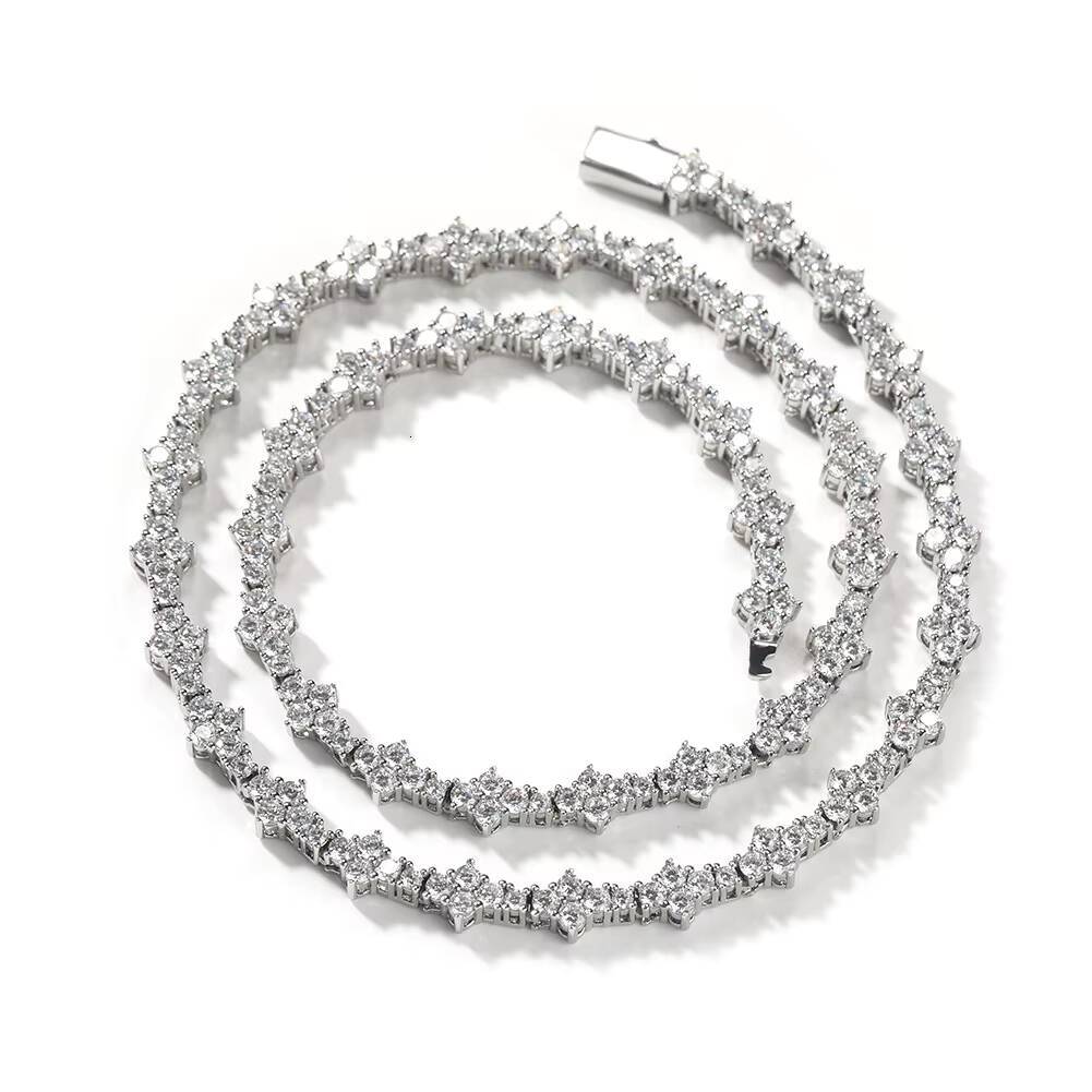 moissanite chain Gold Plated Diamond Women Tennis Chain Hip Hop Brass Metal Iced Out Cross Tennis Link Chains for Men