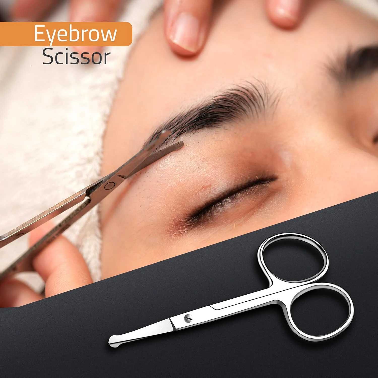 Care Eyebrow Scissors Curved rounded stainless steel scissors for grooming mustache beard eyelashes ear hair. Perfect W250716