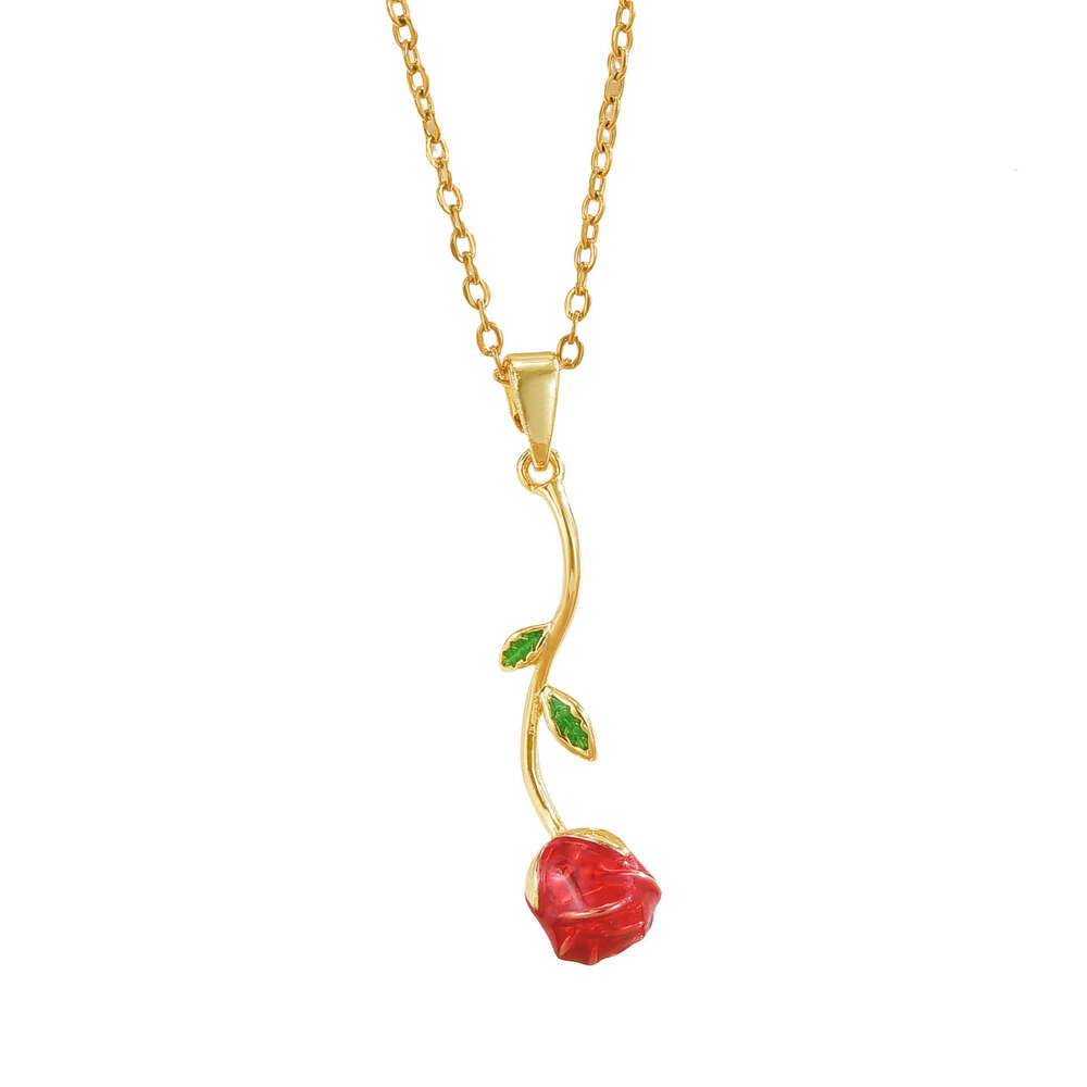 Tiktok Tulip Rose Flower Necklace For Women, Light Niche Design, Ins Style, High-End Titanium Steel Collarbone Chain 222