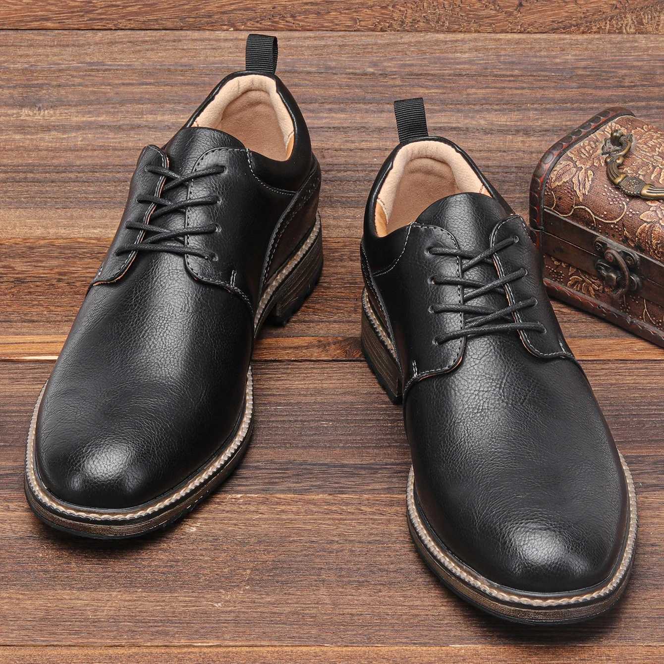Size 40-46 Mens Casual Leather Shoes Comfortable Fashion Brand Derby Shoes W250716