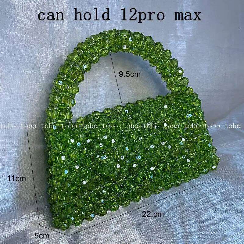 Small Bead Bag Designer Crossbody Bags Clear Acrylic Crystal Pearl Beaded Box Totes Green Customized Women Woven Purse 2022