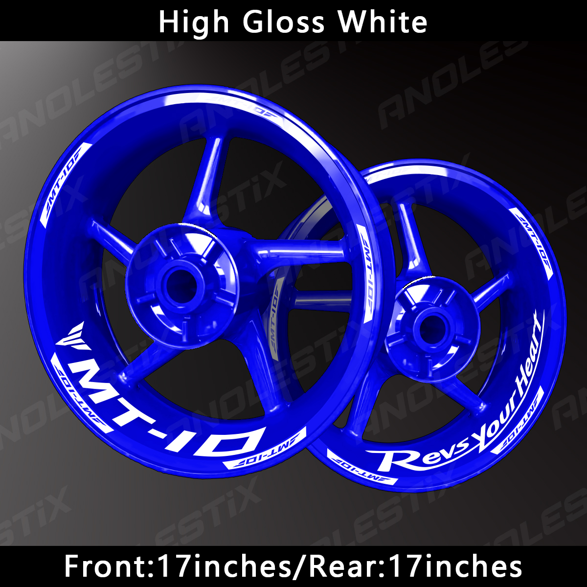 AnoleStix Reflective Stripes for Yamaha MT-10 Motorcycle Wheels - Durable Hub Decals
