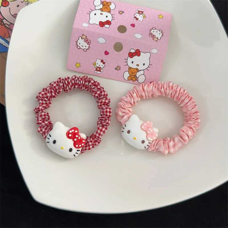 Sanrio 2Pcs Hello Kitty Hair Rope Cute Girl Cartoon Rubber Band Kids Girl Hair Accessories w250716
