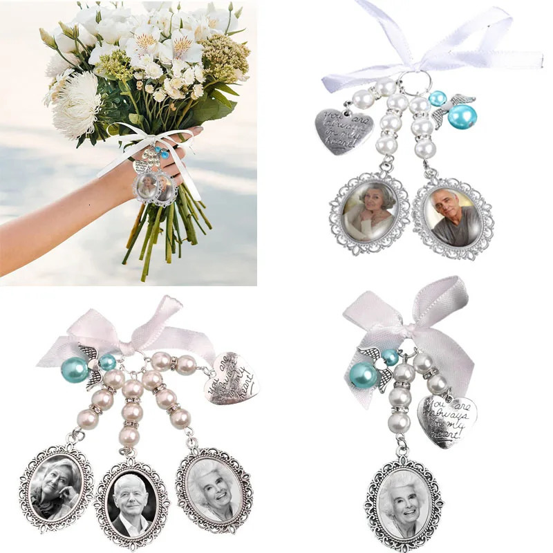 Wedding Bouquet Charm Lace Oval Bridal Bouquet Angel Charm Memorial Po Frame Charm Pin Angel Pendant Brooch for Mother of Bri 250712