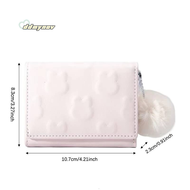 Cartoon Small Korean Short Womens Solid Color Cute Rabbit Pattern Simple Multi Card Bag Zero Wallet ddmynov