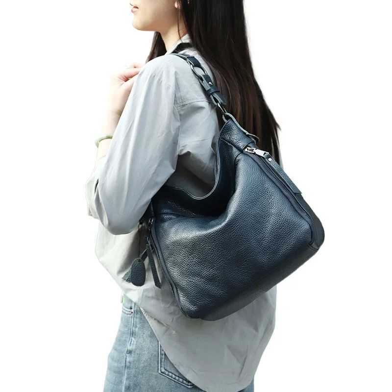 High Quality Womens Real Cow Leather Luxury Handbag Versatile Ladies Large Capacity Shoulder Crossbody High-end Commuting Bag