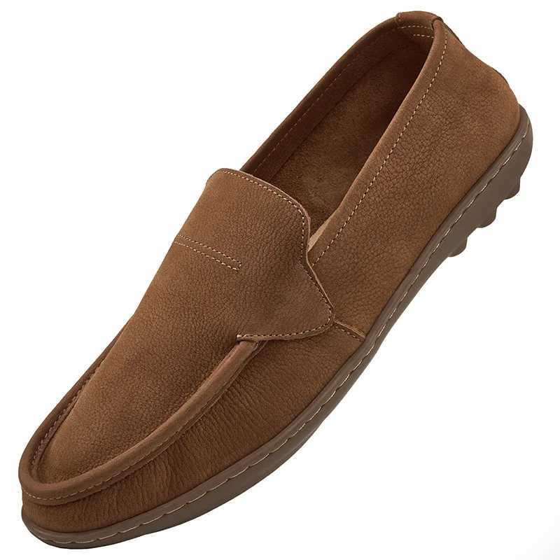 Brown British Style Men Casual Shoes Genuine Leather Slip On Men Shoes High Quality Loafers Men Shoes Mens Shoes W250716