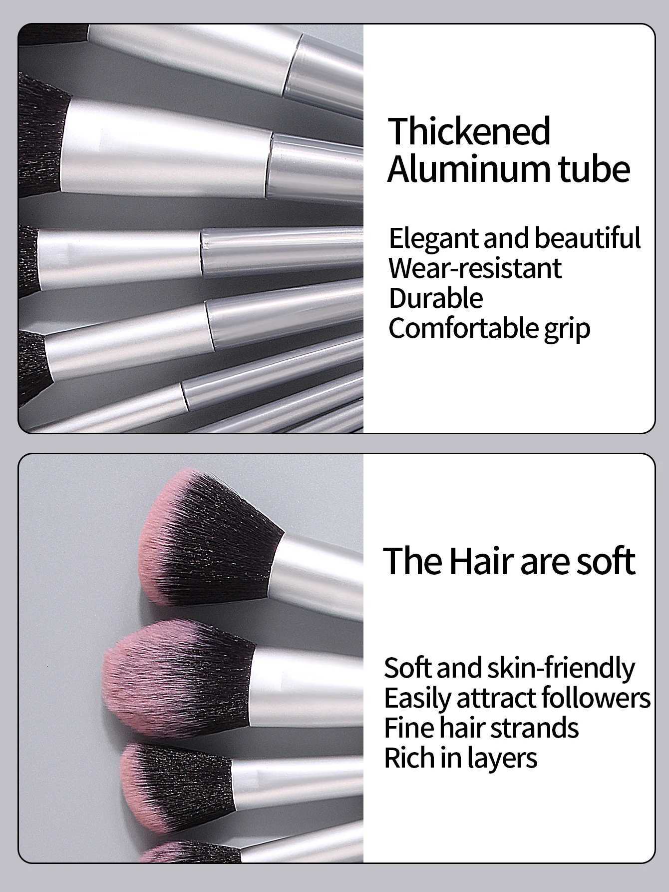 12-piece soft-bristled makeup brush set paired with a beauty sponge and a triangular powder puff is super useful for beginners. XJ2500716