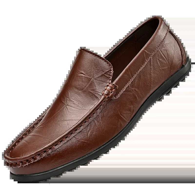 Mens Casual Flat Sneakers Business Casual Work Breathable Shoes Large Size Solid Color Leather Shoes for Men W250716