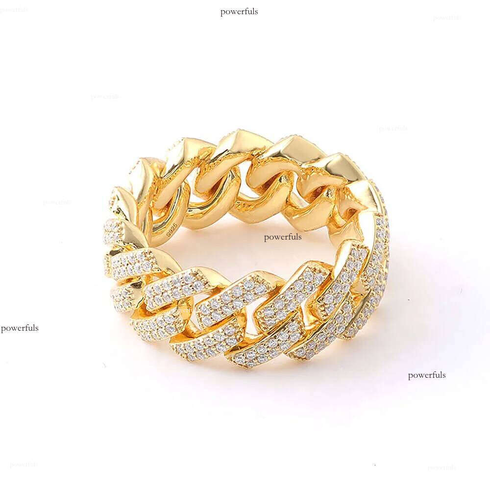 10K/14K/ Solid Gold Hip Hop link VVS Moissanite Cuban Ring For Men or Women