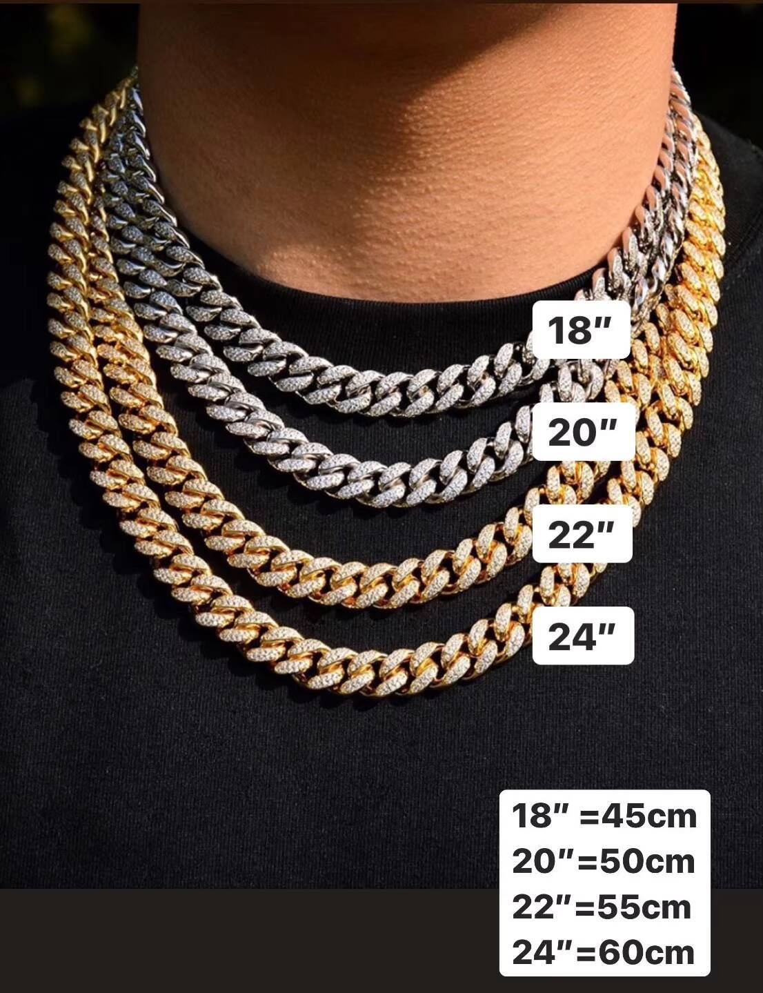Pass Tester Moissanite Chain Hiphop Necklace 925 Silver Iced Out 18mm VVS Baguette Moissanite Cuban Chain