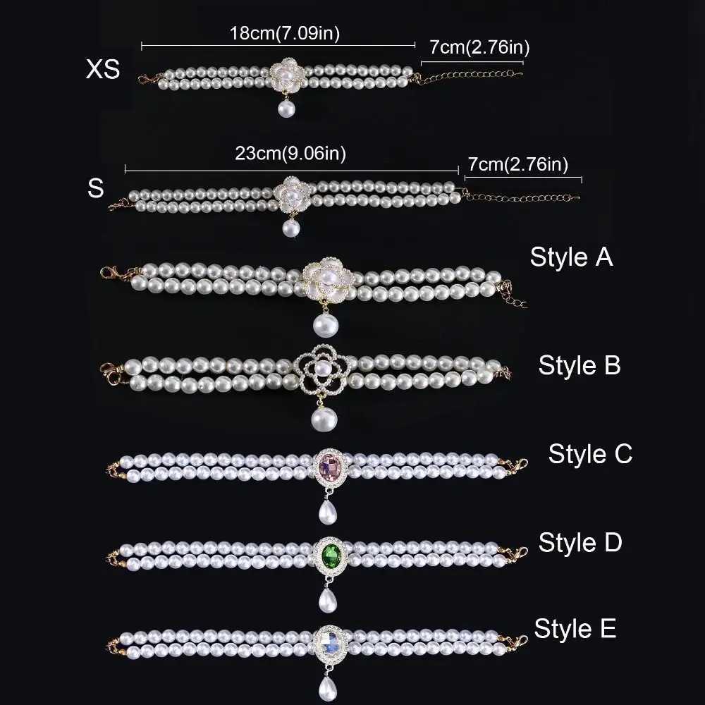 Pet Accessories Double Layer Pearl Pet Necklace Sweet Flower Pendant Cat Neck Chain Adjustable Pet Pearl Collar For Cats Puppy LL250716