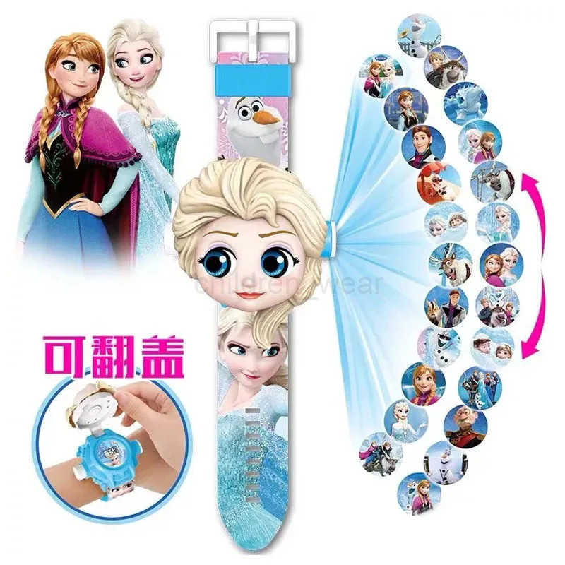 Disney 24Pictures 3D Projection Childrens Toy Student Digital Watch Gift Cars Lightning Mcqueen Wrist Watch 3D Projection Watch W20250716