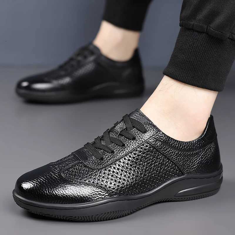 Summer Punching High-quality Mens Ventilation Non-slip Genuine Leather Sports Shoes Men Comfortable Soft Flat Bottomed Oxford W250716