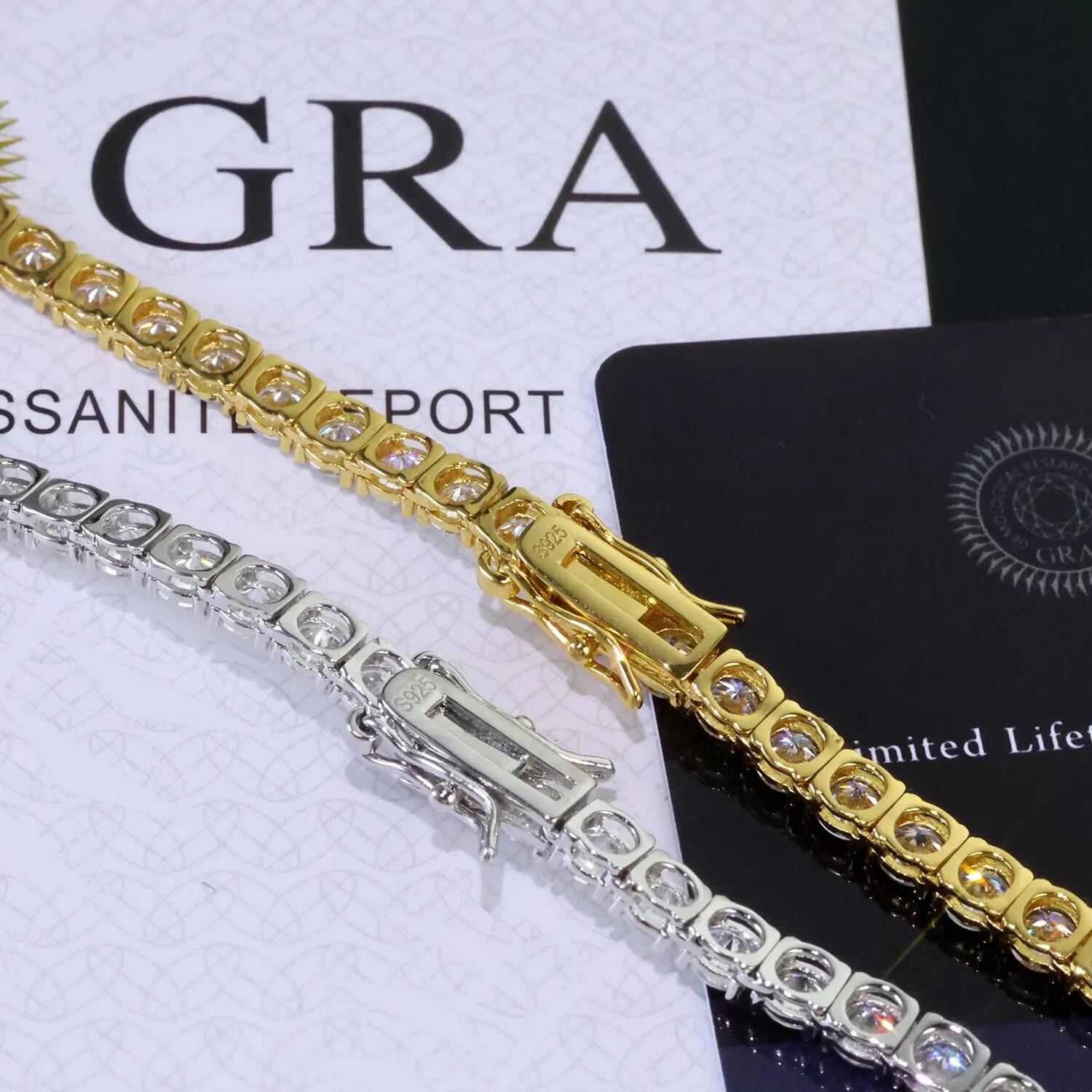 ESKEEM 925 Silver VVS Moissanite Tennis Bracelet 2/3/4/5 MM Iced Out Diamond Tennis Chain Pass GRA Diamond Test In Stock