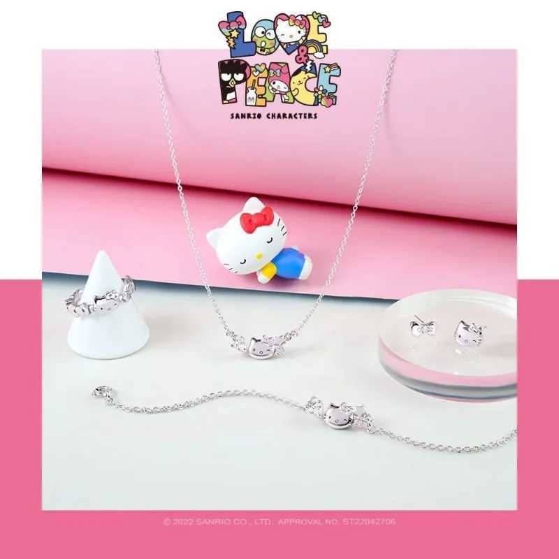 Sanrio Kawaii Anime Figures Hello Kitty Silver Bracelet Cute Charm Bracelets Bangles Pendant Girly Heart Hand Accessories Giftw250716