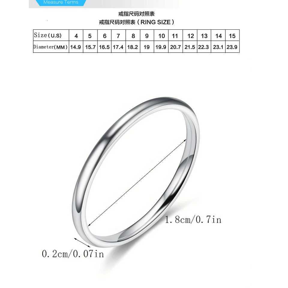 1pc 2mm Thin Classic Fashion Simple Stainless Steel High Polished Rings For Women Men Couple Finger Rings Jewelry Size 5 To 13 S250716