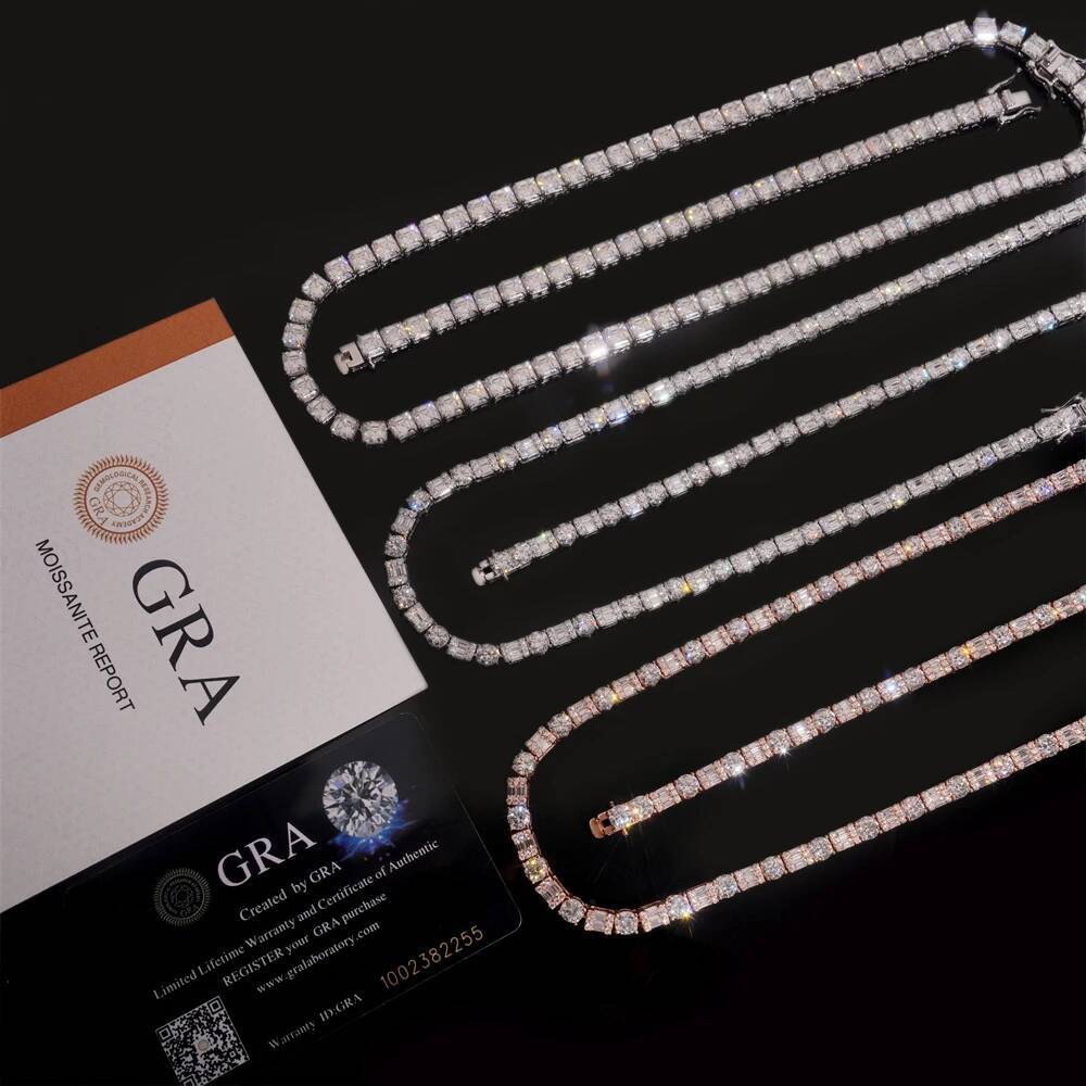 New Arrivals Hot Selling Iced Out Hip Hop 925 Silver VVS1 Moissanite Tennis Chain Bracelet GRA Certificated