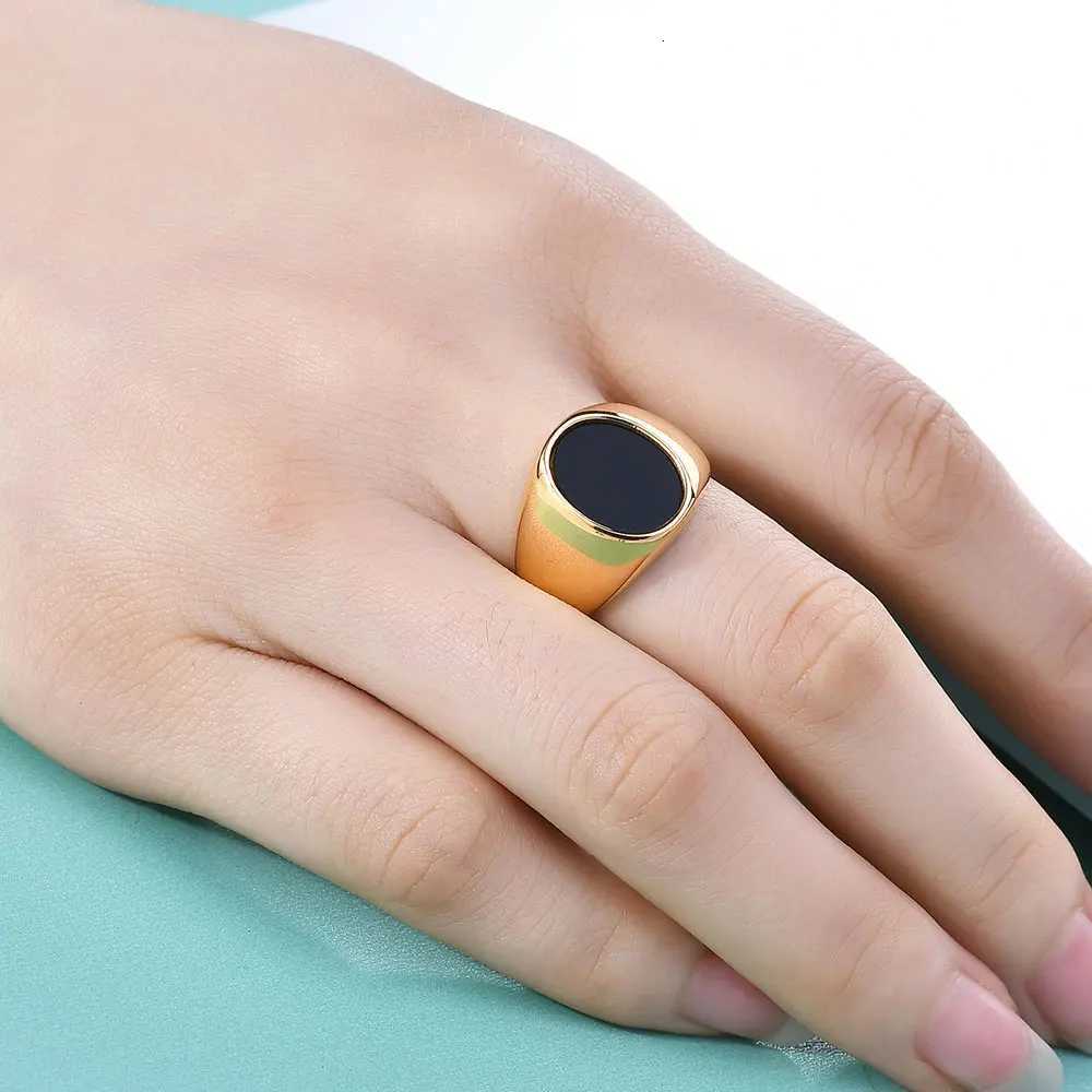 Vintage Trendy Marble Shell Simple Geometric Ring For Women Girls Stainless Steel Fine Signet Rings Geometric Square Metal Ring S250716