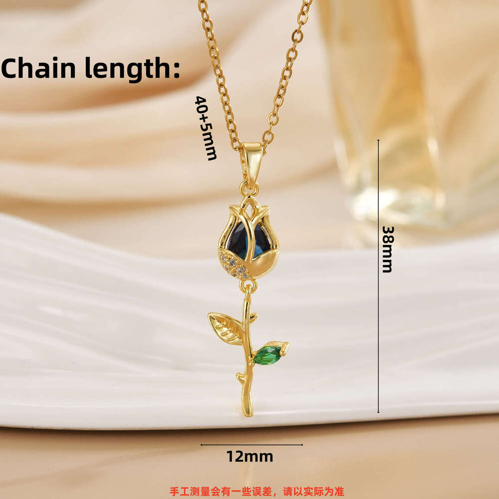 Summer Fresh Romantic Rose Flower Elegant Light Gorgeous Accessory High-End Versatile Non-Fading Necklace B77