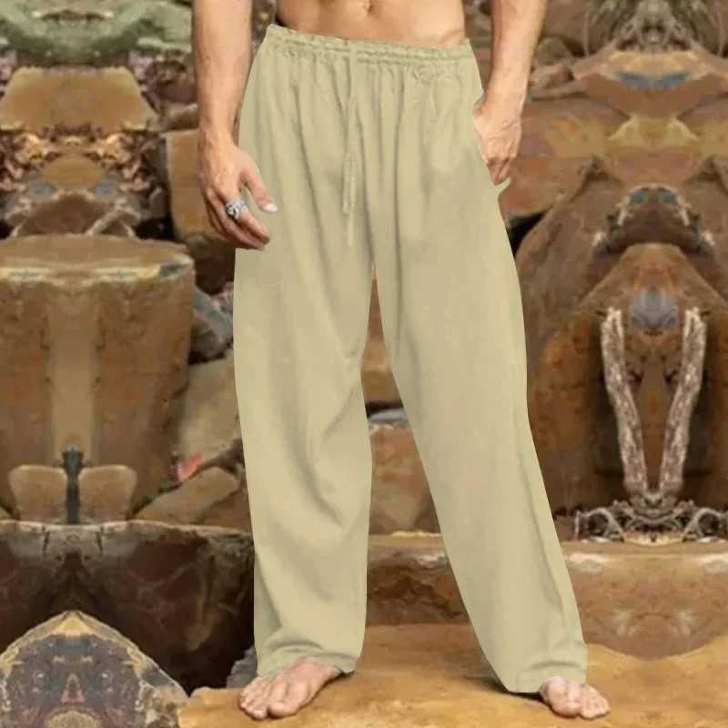 New Mens Spring and Autumn Leisure Solid Color All Pull Rope Straight Leg Wide Leg Pants Quick Dry Breathable Jogging Pants y250716