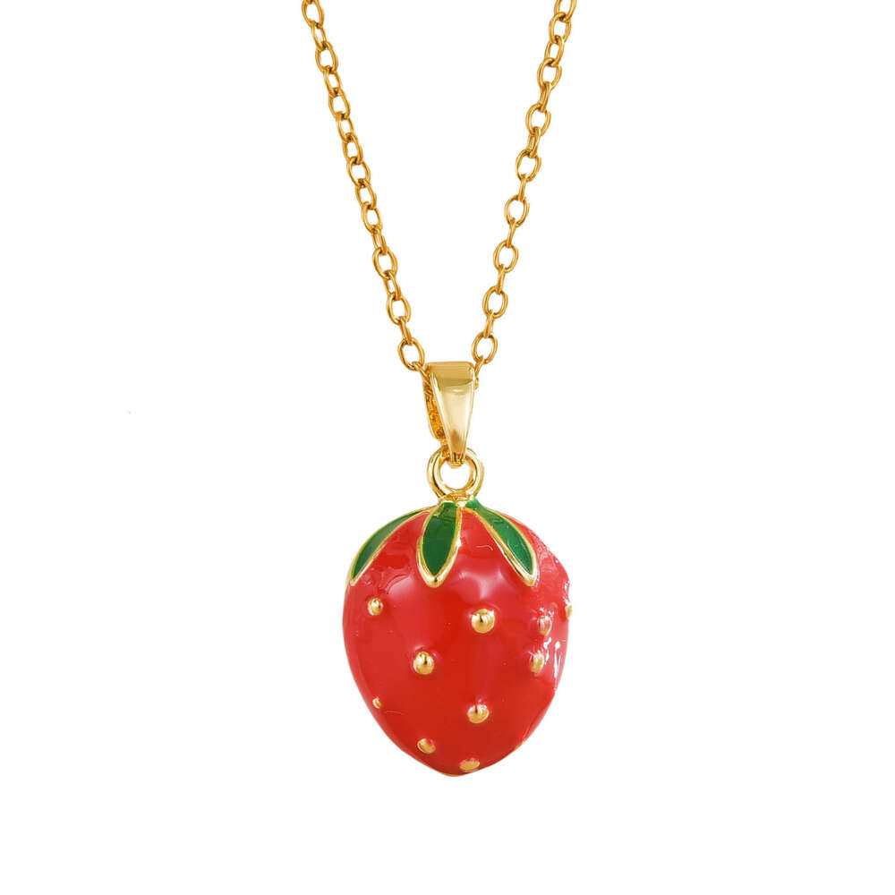 Internet Celebrity Fresh Strawberry Necklace For Women Red Versatile High-End Jewelry Niche Design Spring Summer Titanium Steel Collarbone Chain E20