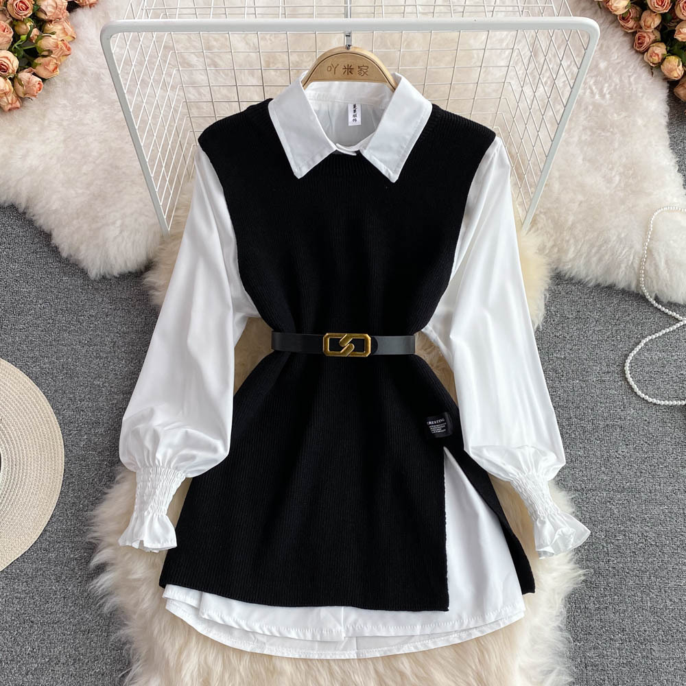Women's Blouses Syiwidii Sets Women Knitted Sweater Vests Autumn 2025 Fashion Turn-down Collar Single Breasted Female Two-piece