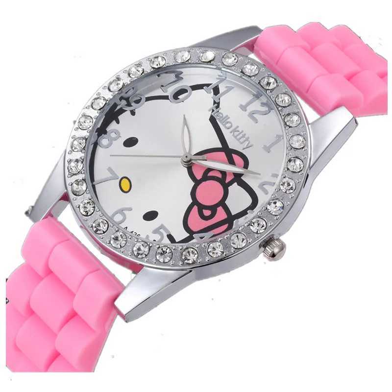 Sanrio Hot selling childrens watches cute cartoon Hello Kitty pink silicone watches suitable for girls quartz watches w250716