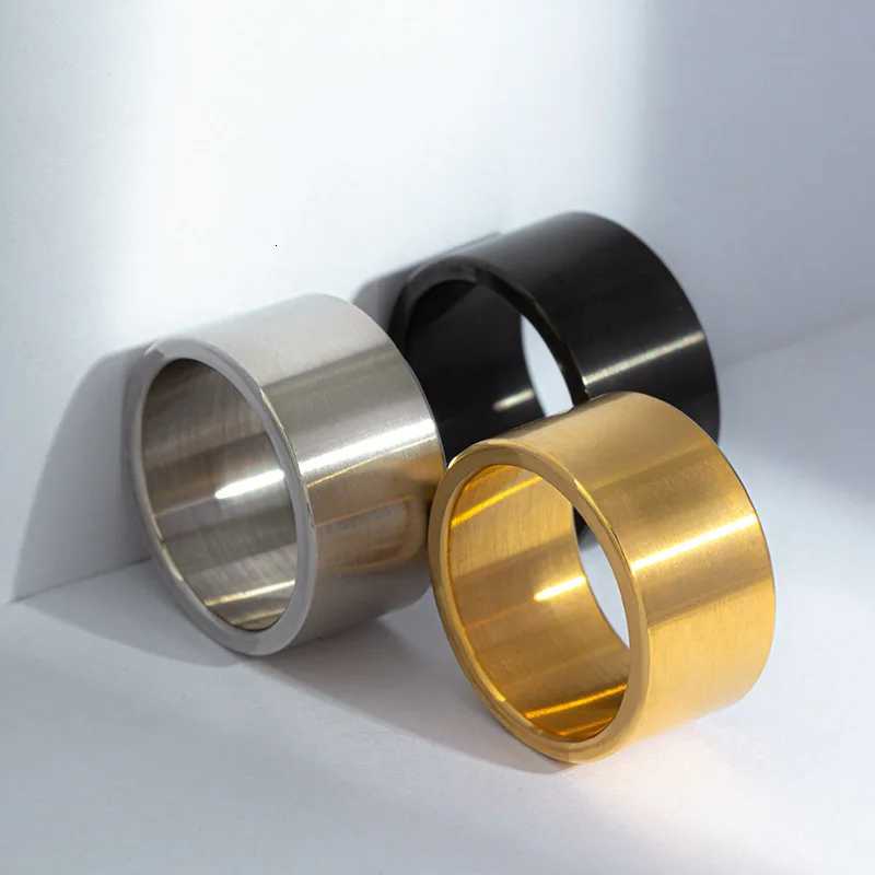 European and American Fashion 12mm Wide Titanium Steel Ring Mens Frosted Scratch Resistant Stainless Steel Ring Wholesale S250716