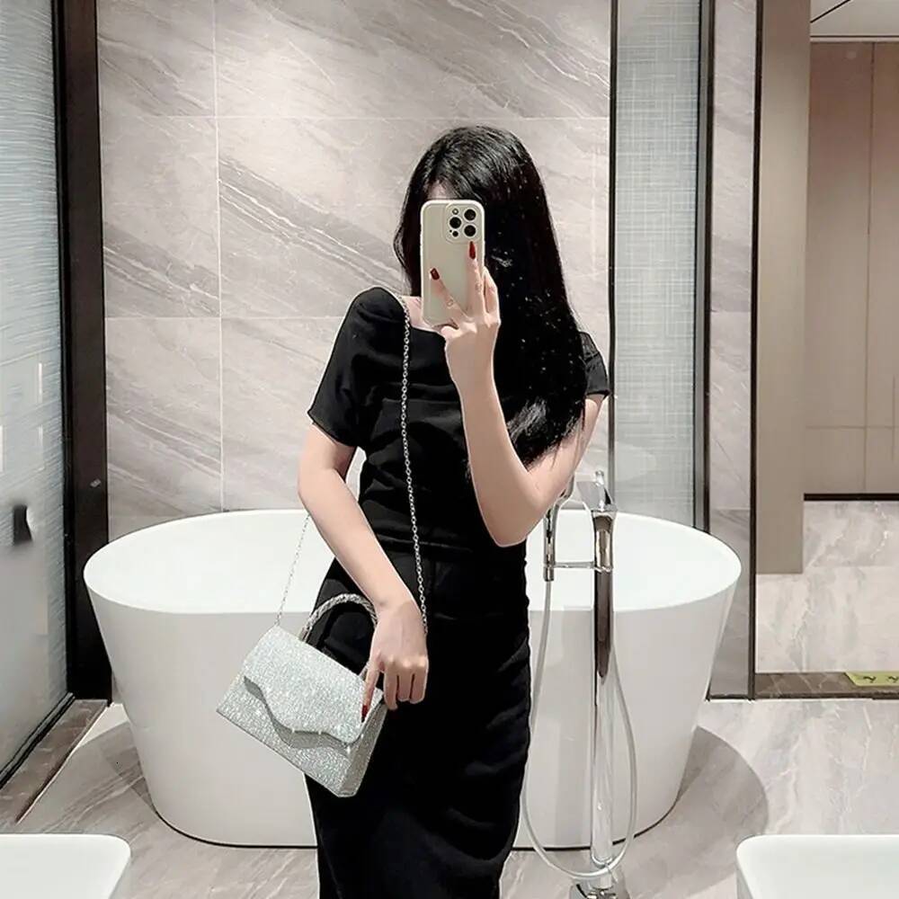 Bright Silk Evening Bag Women Elegant Fashion Banquet Clutch Chain Shoulder Bags Purse Female Wedding Party Handbags
