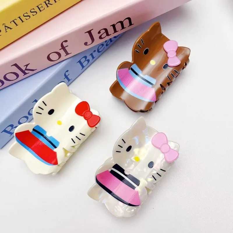 Sanrio Cartoon KT Cat Cartoon Full Body Hairpin Japanese Cute Hair Scratch Colorful Acrylic Cat Disc Hair Clip Hair Accessories for Girls w250716