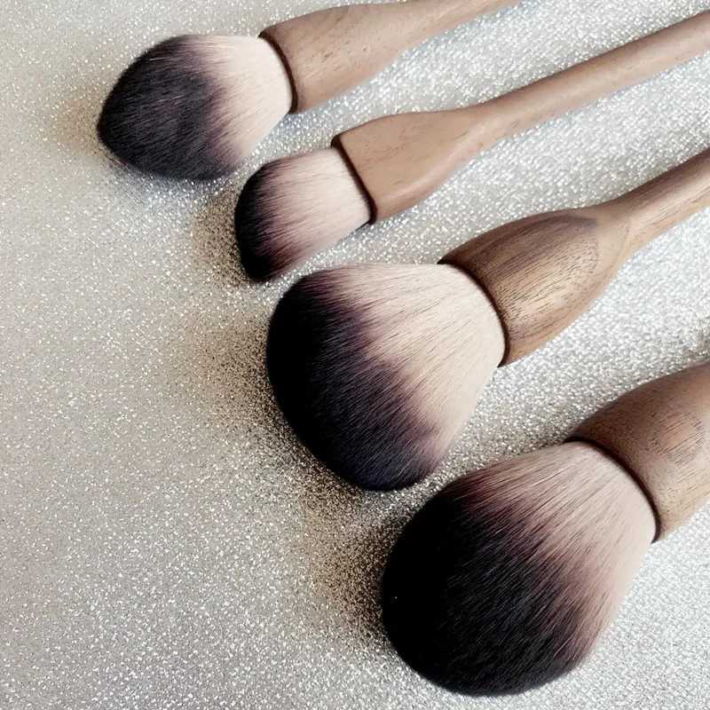 walnut Handle Brushes for Makeup Private Label Vegan High Quality Professional Large Powder Foundation Single Makeup Brush XJ2500716