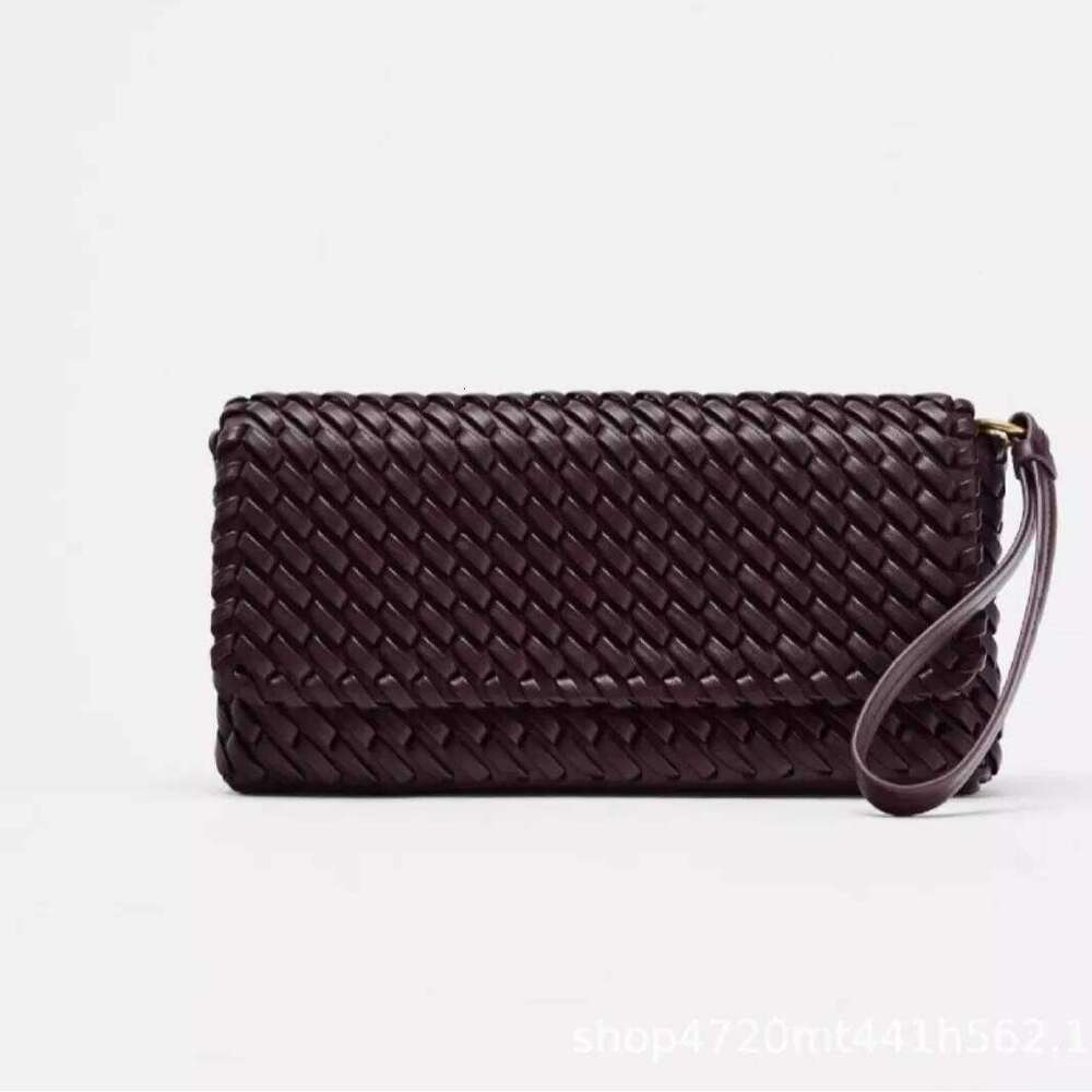 New Women's Woven Clutch Purse Casual PU Leather Shoulder Handbag Crossbody Bag