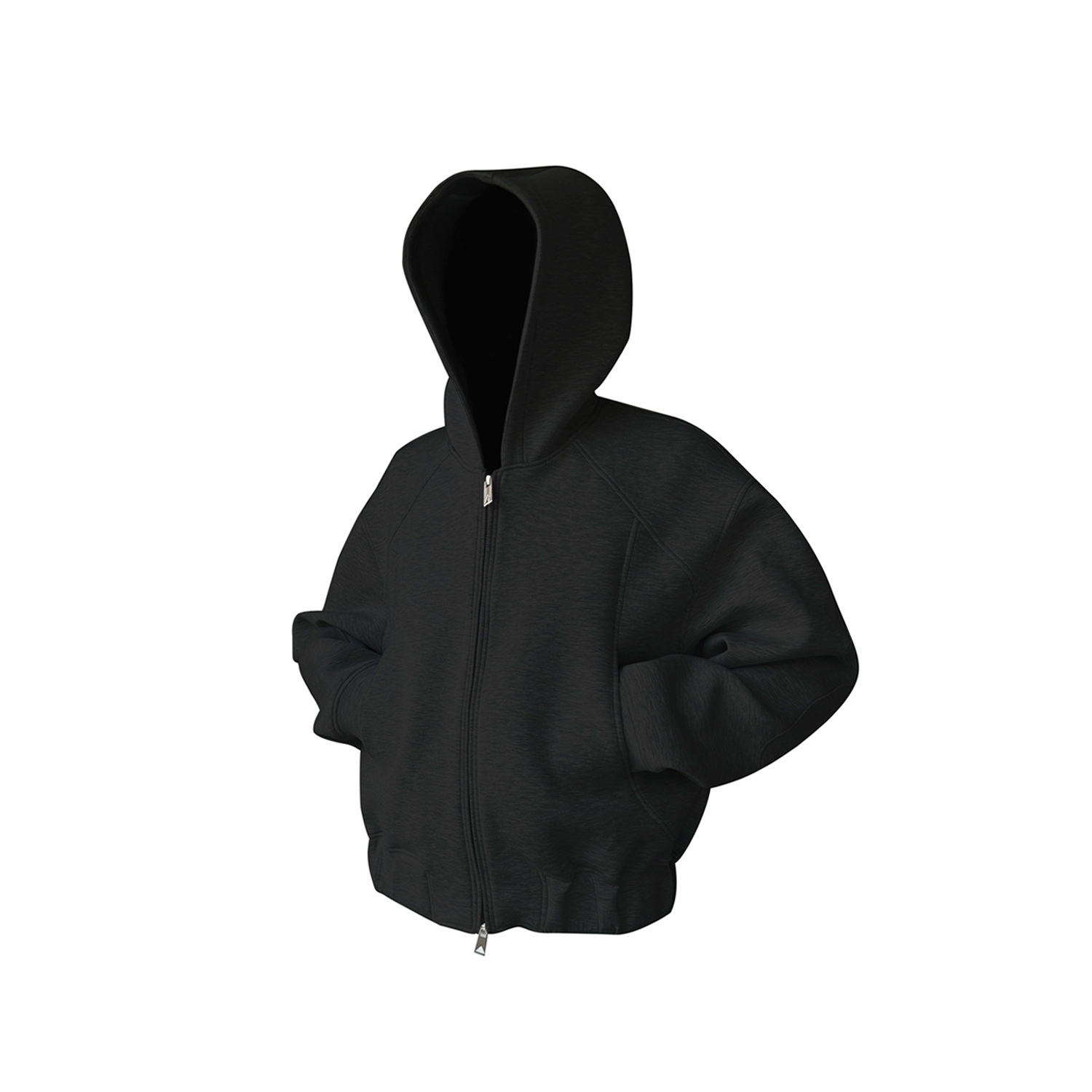 2024 New Trendy Brand Split Space Cotton Boxy Short Wide Hooded Oversized Cut Sweatshirt Jacket for Men