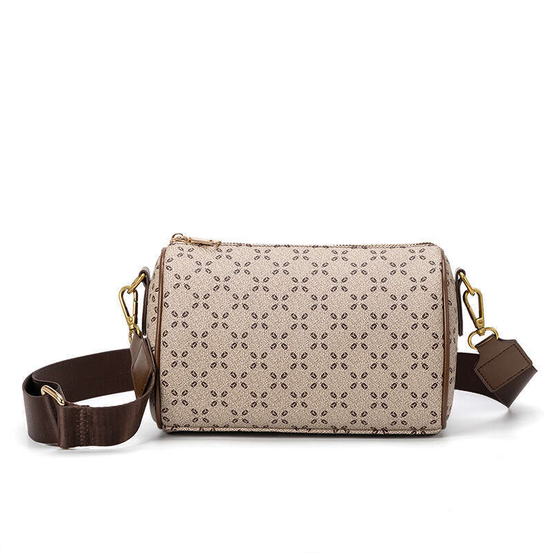 Crossbody New Printed Boston Wide Shoulder Strap Cylinder Casual Women's Small Bag