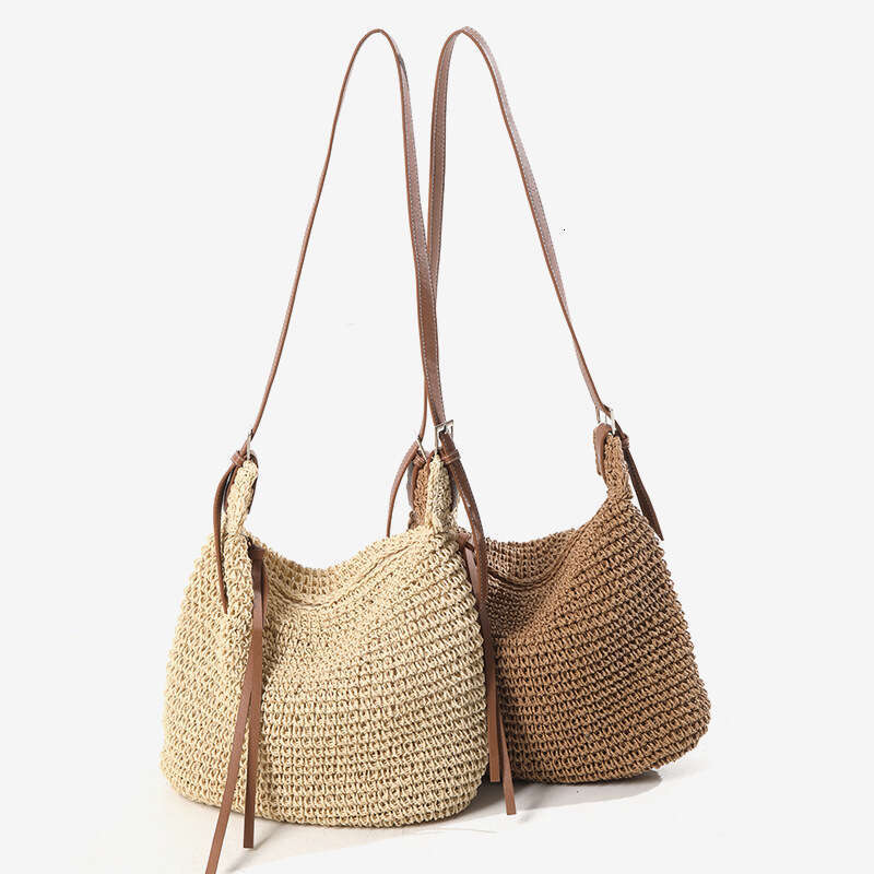 Casual Crossbody Solid Color New Versatile Shoulder Straw Woven Vacation Beach Commuter Women's Bag