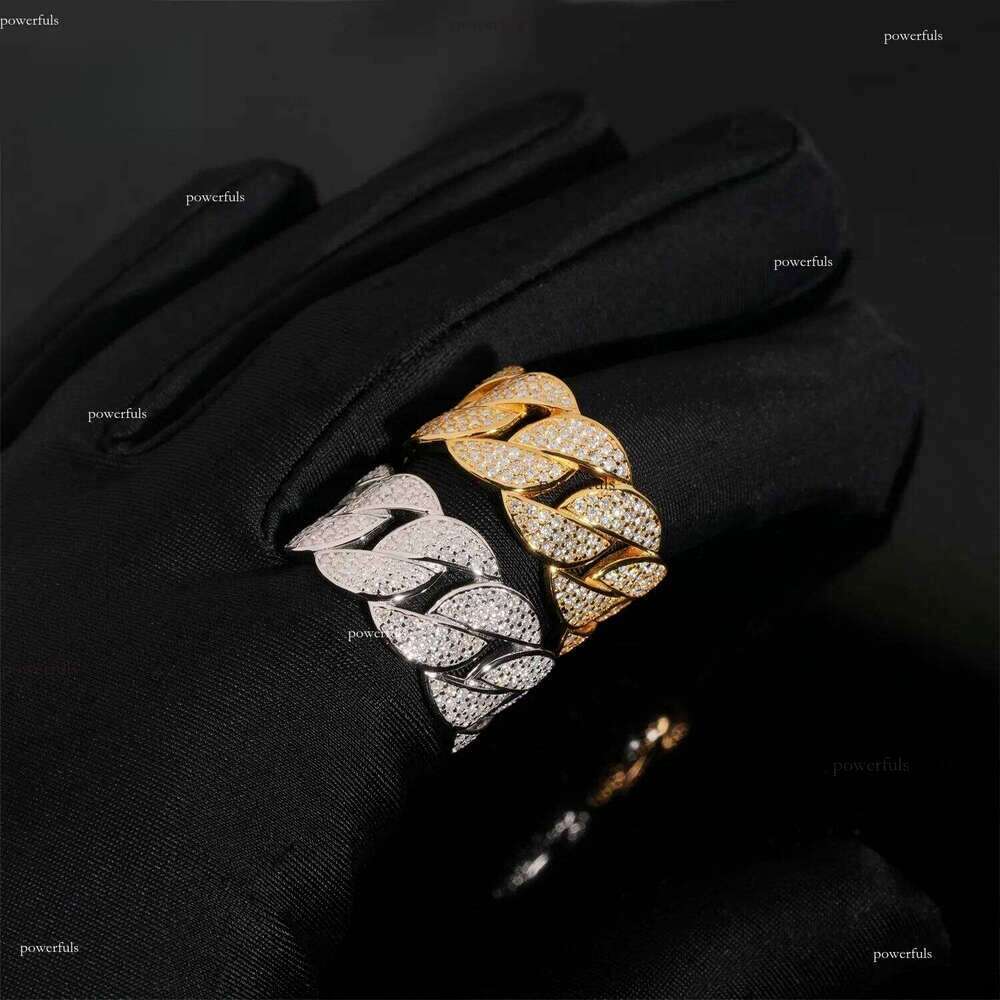 Fine Jewelry Hip Hop Rapper Iced Out Mens S Sier Cuban Moissanite Ring