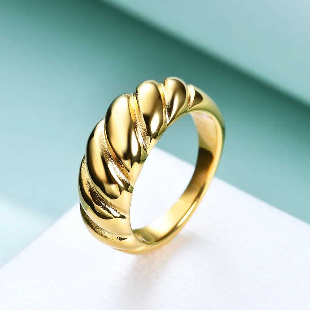 HNSP 8MM Stainless Steel Twist Ring For Women Finger Jewelry Accessories Anti-fading Waterproof Gold Silver Color US Size 6-9 S250716
