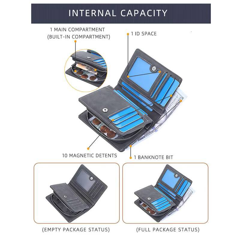 Baellerry 2023 New Short Men Wallets Name Customized Card Luxury Male Wallet Zipper Coin Pocket Photo Holder Mens Purses ddmynov