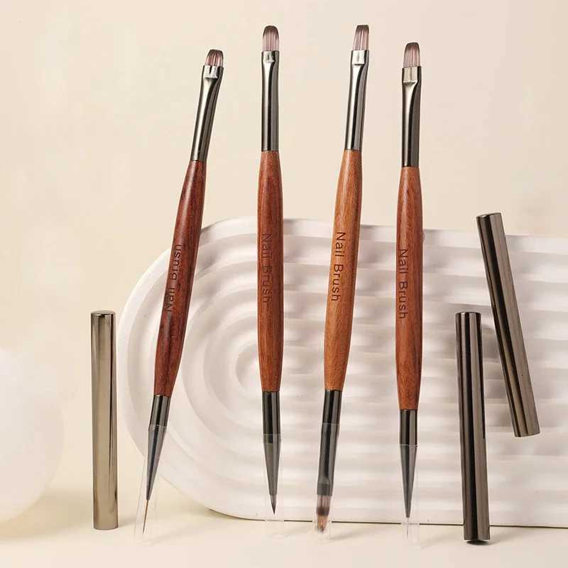 Dual End Nail Art Brush Sandalwood Lines Drawing Color Painting Phototherapy Gradient Sweeping Pen Nail Brushes Manicure Tools XJ2500716