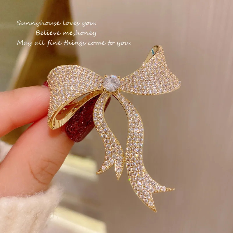 Brooches For Women Cubic Zirconia Bowknot Corsage Sweater Suit Pin Accessories Fine Jewelry Brooch Valentines Day Gift 250712