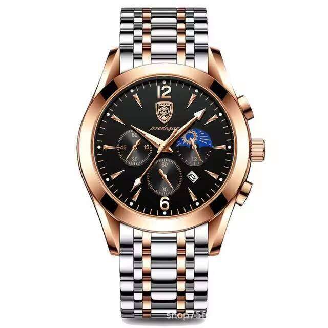DHgargets Men's Waterproof Leather Watch - 50M Luminous Quartz Wristwatch with Date & Small Seconds, Student Casual (Model 829)