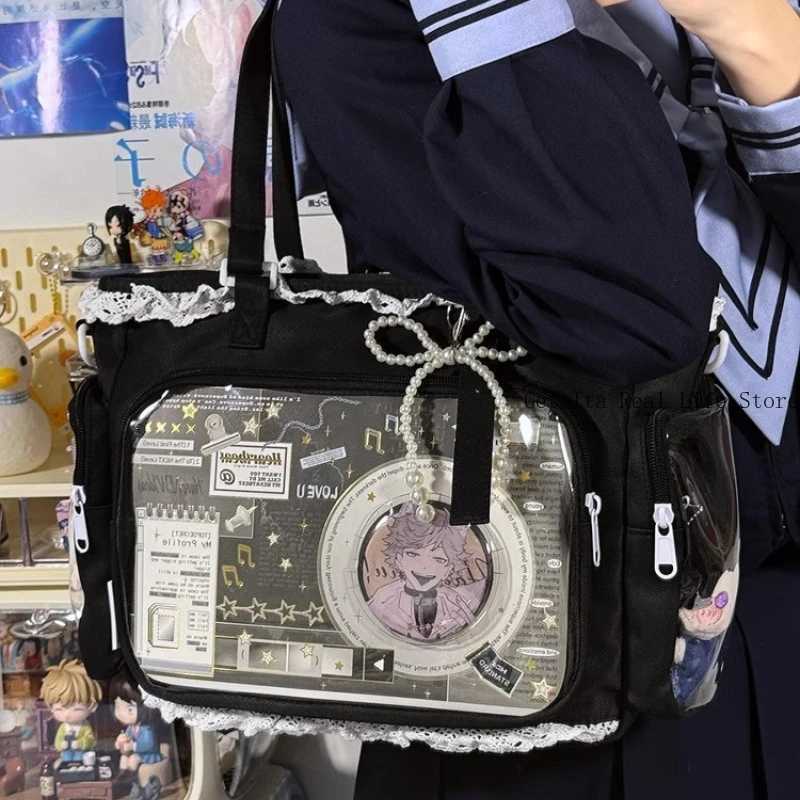 Italife New Women Cute Lace Ita Bag with Pearl Bow Girl Itabag with Insert for Pin Display Comic Con Large Tote Big H204