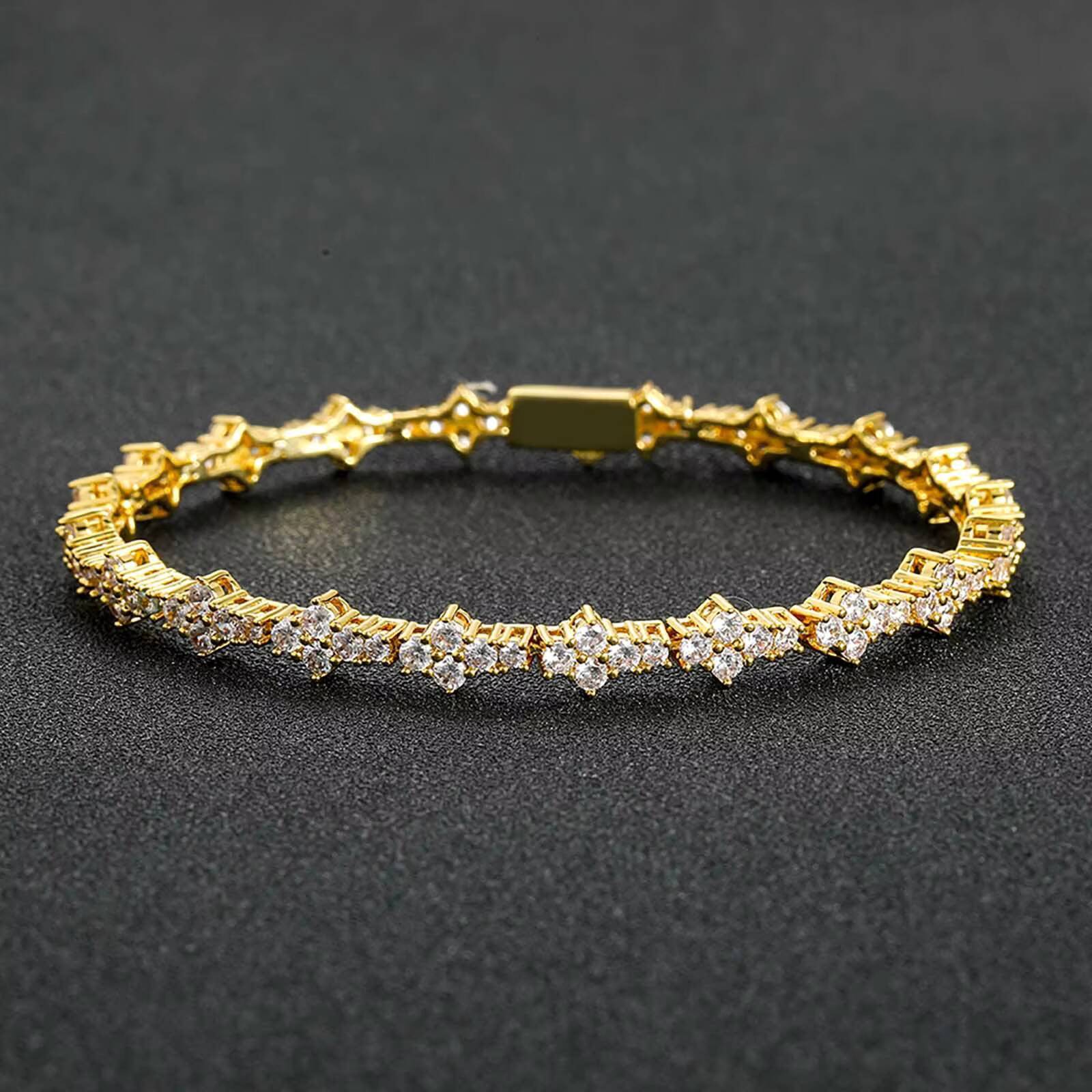 European and American Plum Blossom Tennis Chain Mens Trendy Spring Hip-Hop Bracelet with Fashion Jewelry