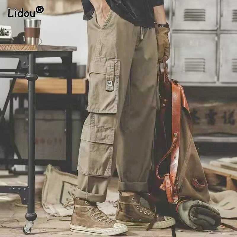 2023 New Spring and Autumn Fashion Handsome Trendy Mens Simple High Waist Straight Tube Casual Loose Oversized Workwear Pants y250716