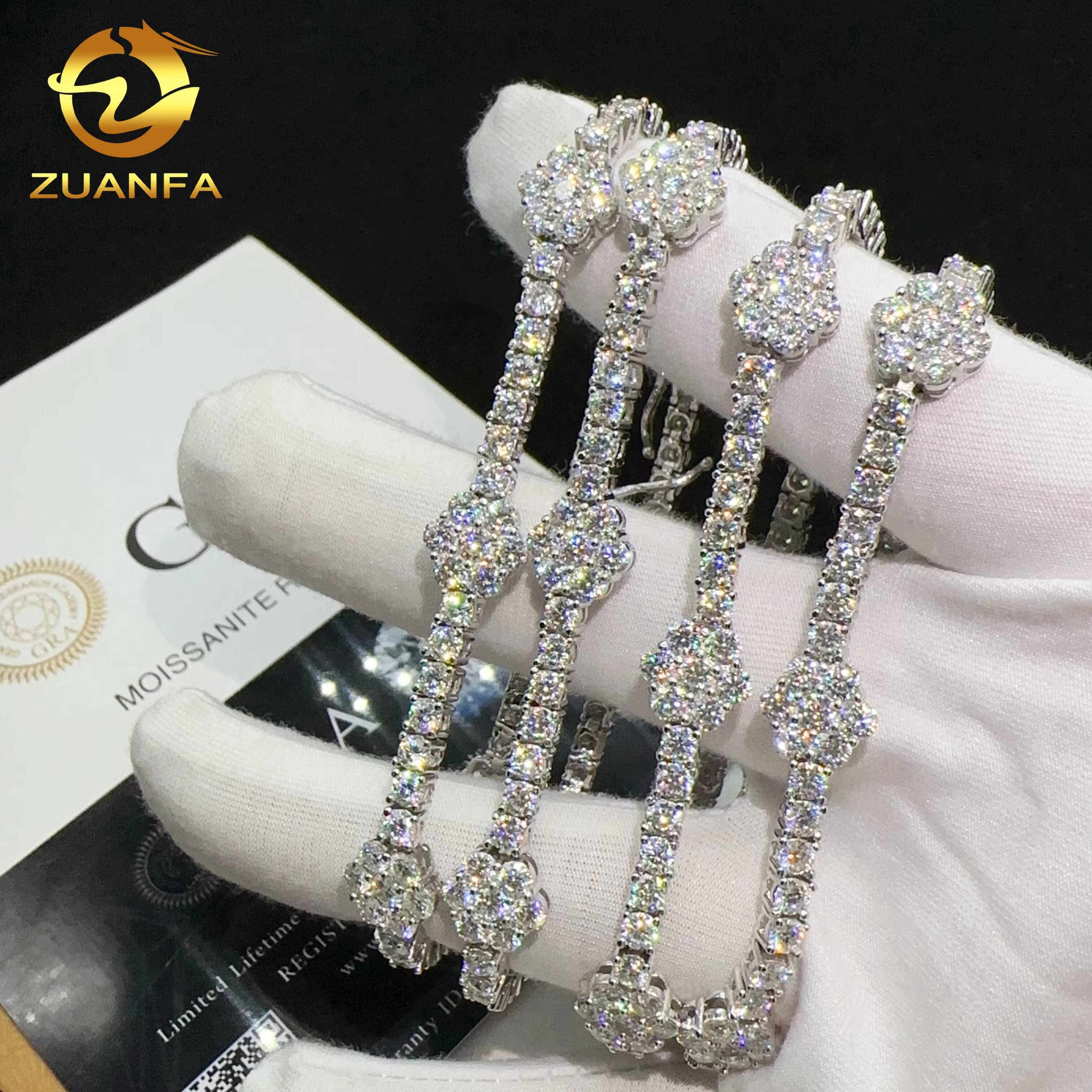 RTS Sterling Silver 925 Bracelet Vvs Moissanite Iced Out Hip Hop Lab Diamond Jewelry Tennis Chain Bracelet