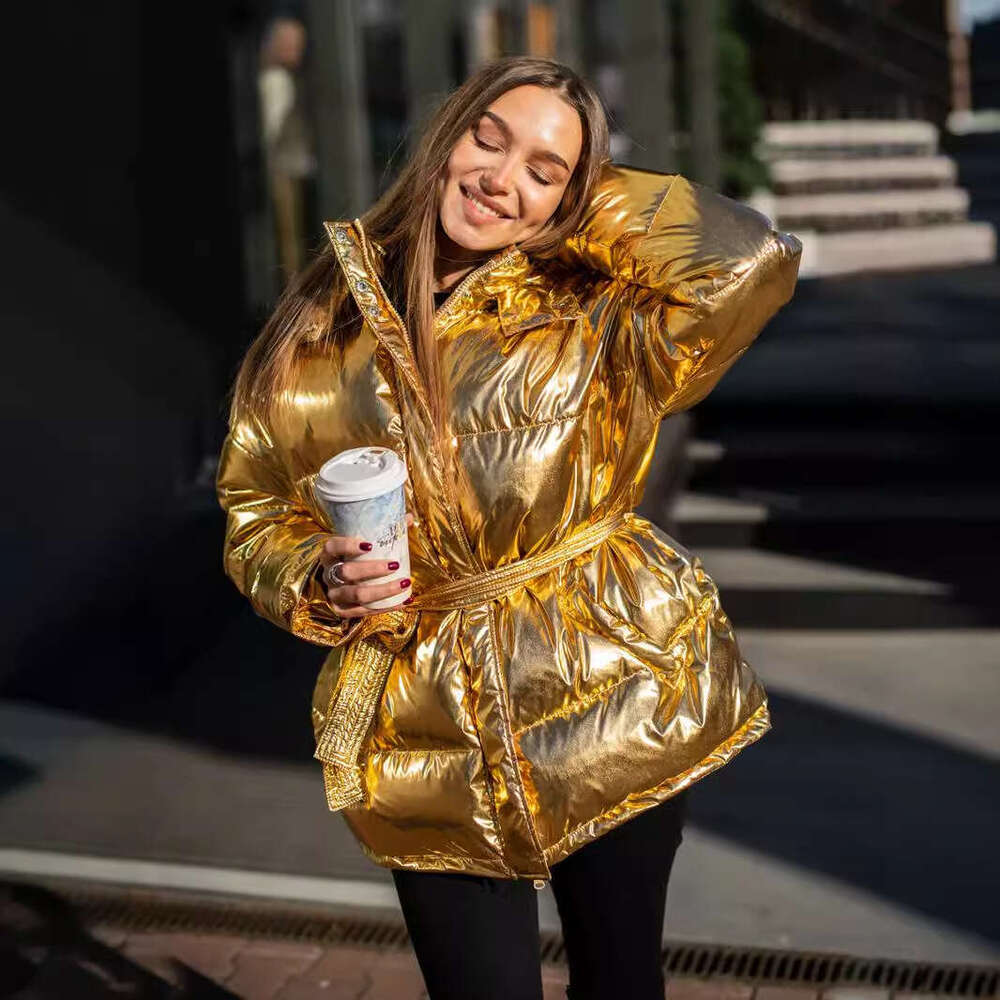 Hooded Women's Sports Outdoor Glossy Puffer Autumn Winter Casual Cotton Coat Jacket B5